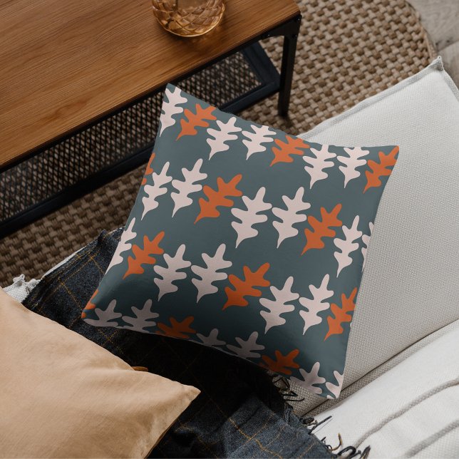 Casal Blue, Grey and Orange Abstract Art Pattern Cushion (Creator Uploaded)