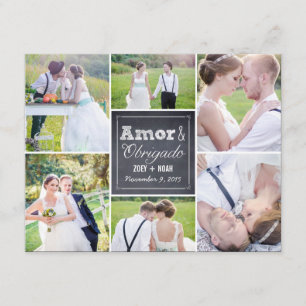 Casamento Collage riscado cartões de agradecimento Invitation