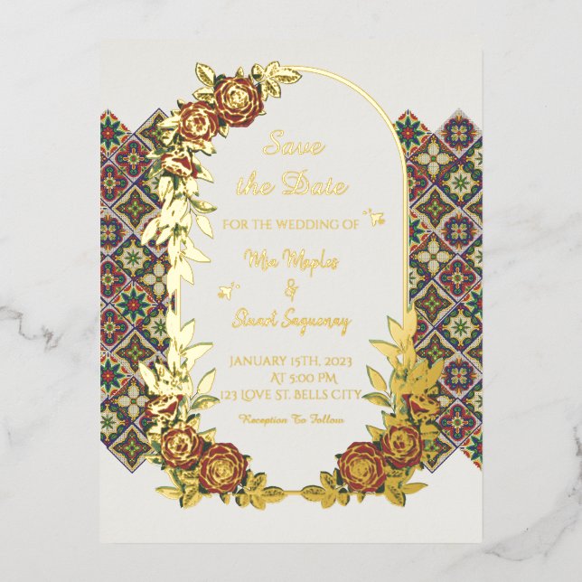 Casamiento De Mia Y Stuart  Foil Invitation Postcard (Front)