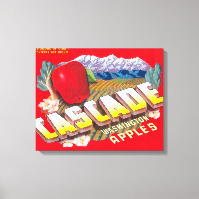 Cascade Apple Label (red) - Cashmere, WA Canvas Print (Front)
