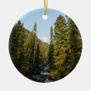 Cascade Creek at Grand Teton Ceramic Tree Decoration