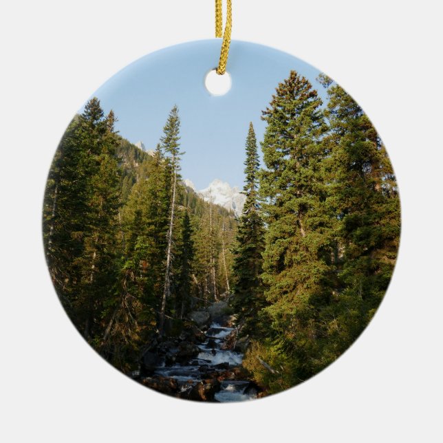 Cascade Creek at Grand Teton Ceramic Tree Decoration (Front)