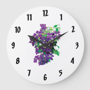 Cascade of Clematis Large Clock