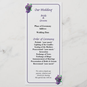 Cascade of Clematis Wedding Program Programme