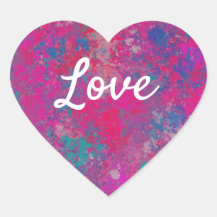 Cascade of Colour Love Text Heart Shape  Sticker