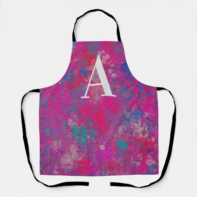 Cascade of Colour Red, Pink and Blues Apron (Front)