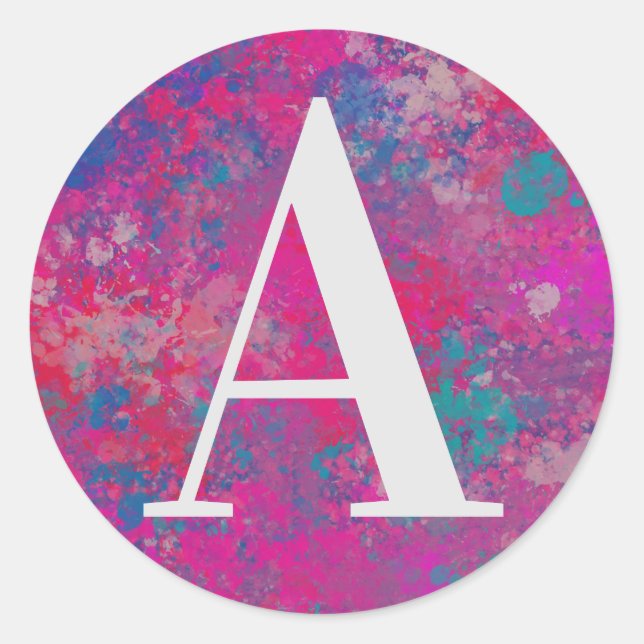 Cascade of Colour Red, Pink and Blues Classic Round Sticker (Front)