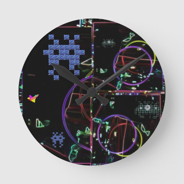 Cascade of Electronic Games Round Clock (Front)