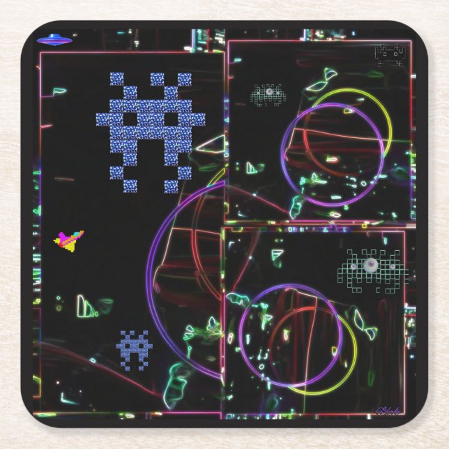 Cascade of Electronic Games Square Paper Coaster (Front)