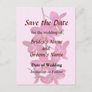 Cascade of Magenta Orchids Save the Date Announcement Postcard