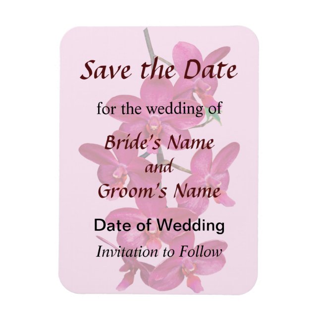 Cascade of Magenta Orchids Save the Date Magnet (Vertical)