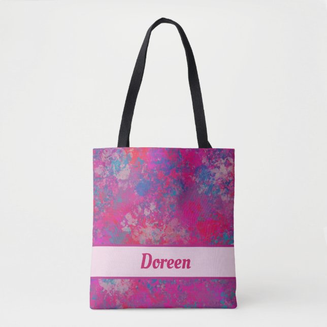 Cascade of Pink & Blue Modern Colour Tote Bag (Front)
