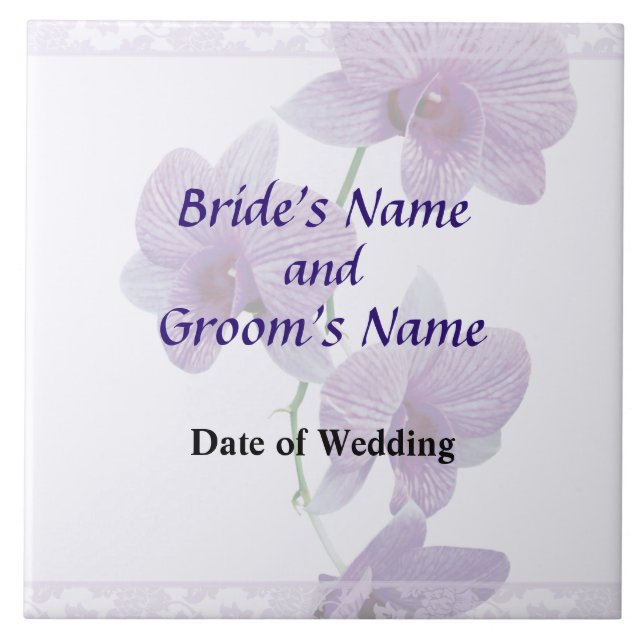 Cascade of Purple Orchids Wedding Products Tile (Front)