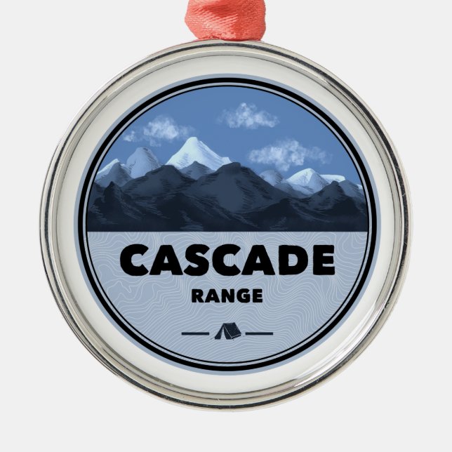 Cascade Range Camping Metal Tree Decoration (Front)
