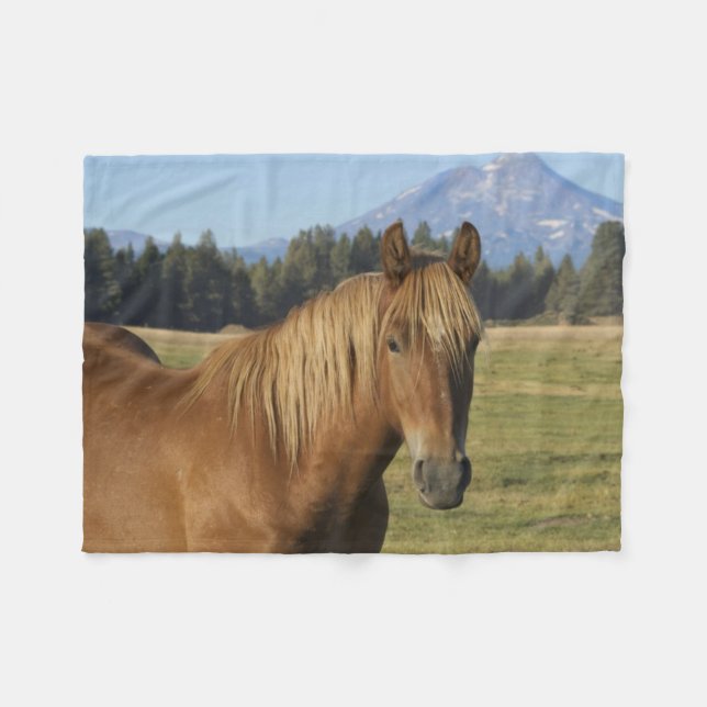 Cascade Range | Chestnut Horse Fleece Blanket (Front (Horizontal))