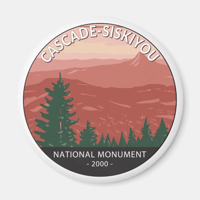 Cascade Siskiyou National Monument Oregon Vintage Magnet (Front)