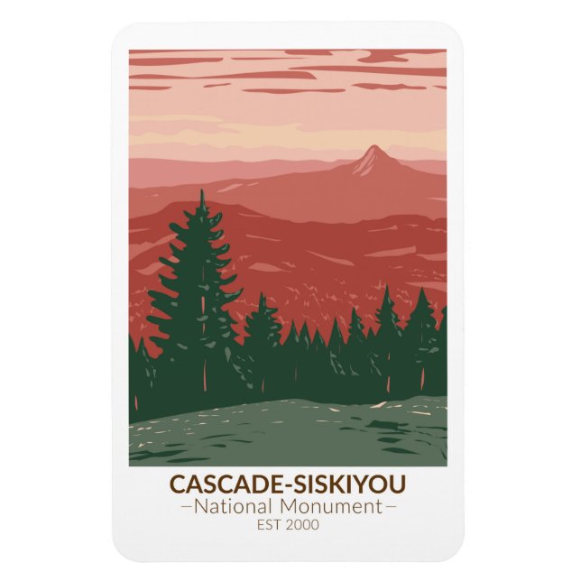 Cascade Siskiyou National Monument Oregon Vintage Magnet (Vertical)