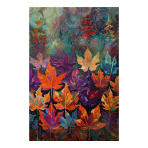 Cascading Autumn Leaves, Colourful Fall Design Poster