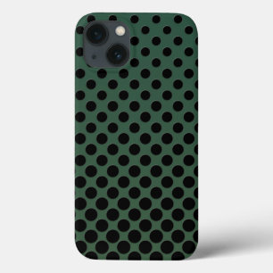 Cascading big to small black circles dark green iPhone 13 case