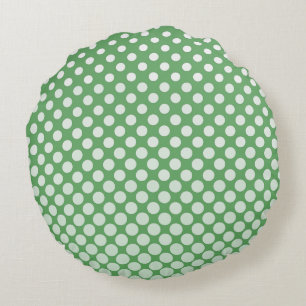 Cascading big to small white circles lime green round cushion