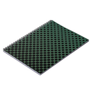 Cascading Black polka dots on dark green Notebook