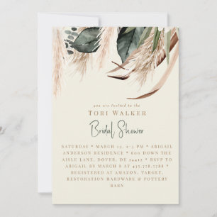 Cascading Boho Ecru  Bridal Shower  Invitation