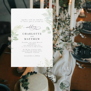 Cascading Botanical Watercolor Greenery Wedding II Invitation