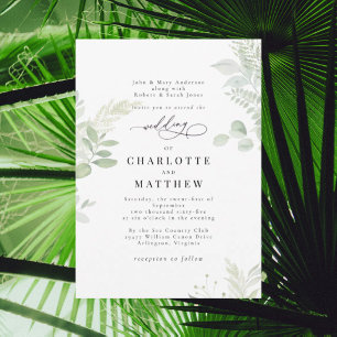 Cascading Botanical Watercolor Greenery Wedding Invitation