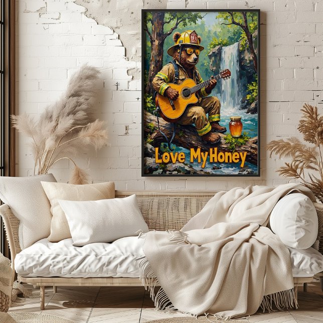 Cascading Chords: Bear's Honeyed Harmony Poster (Creator Uploaded)