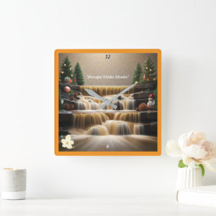 "Cascading Falls of Joy" Square Wall Clock