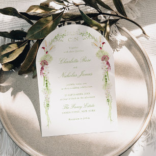Cascading Floral Arch Wedding Invitation