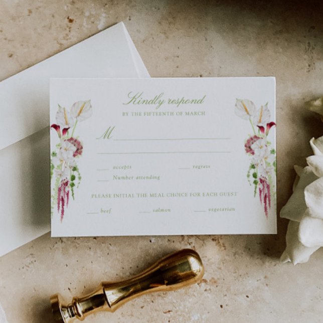  Cascading Floral Bouquet Wedding RSVP Card (Creator Uploaded)