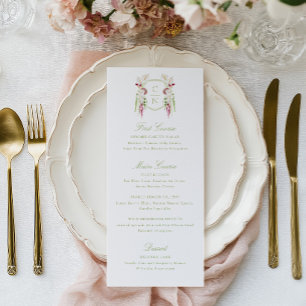 Cascading Floral Monogram Crest Wedding Menu