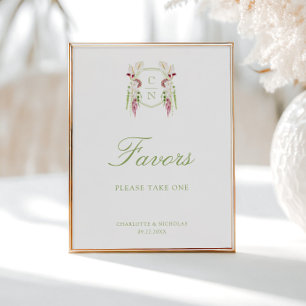 Cascading Floral Monogram Wedding Favours Sign