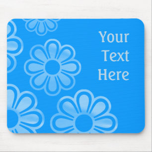 Cascading Flowers - Blue (0099FF) Mouse Mat