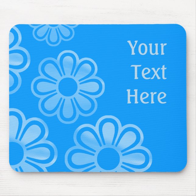 Cascading Flowers - Blue (0099FF) Mouse Mat (Front)