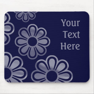 Cascading Flowers - Deep Navy Mouse Mat