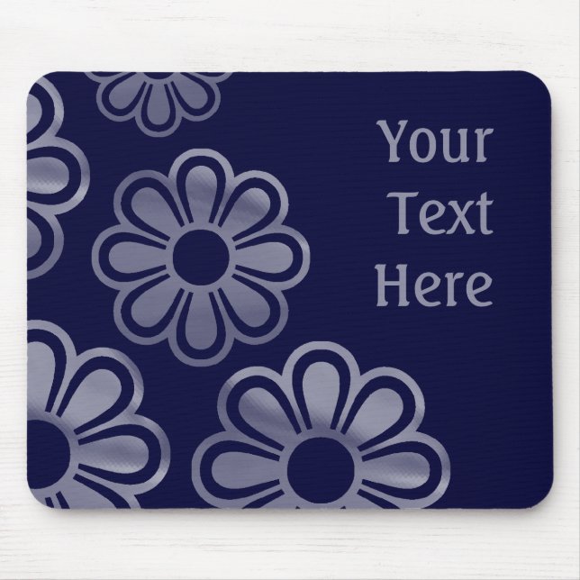 Cascading Flowers - Deep Navy Mouse Mat (Front)