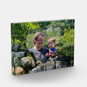 Cascading forest waterfall greenery heart template photo block