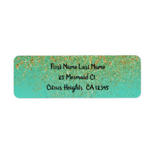 Cascading Gold Glitter & Teal Aqua Glam Trendy