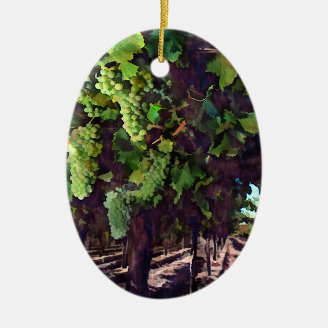Cascading Grapes Ceramic Tree Decoration (Front)