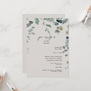 Cascading Greenery Neutral Bridal Shower Invitation