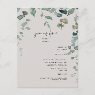 Cascading Greenery Neutral Bridal Shower  Postcard