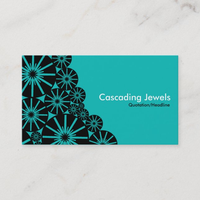 Cascading Jewels - Aqua Blue 0ABAB5 Business Card (Front)
