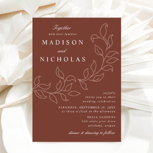 Cascading Leaves Brown Wedding Invitation
