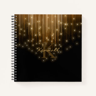 Cascading Lights Monogram Gold ID789 Notebook