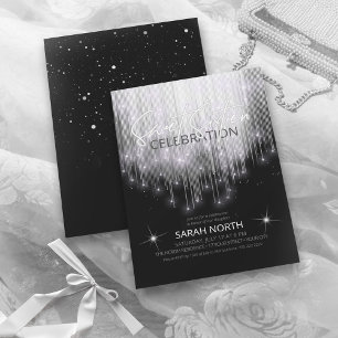 Cascading Lights Sweet 16 Black and White ID790 Invitation