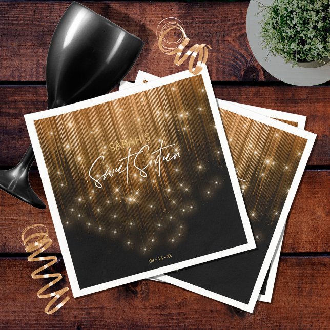 Cascading Lights Sweet 16 Gold ID790 Napkin (Creator Uploaded)