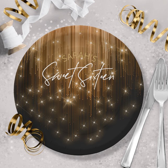 Cascading Lights Sweet 16 Gold ID790 Paper Plate (Creator Uploaded)