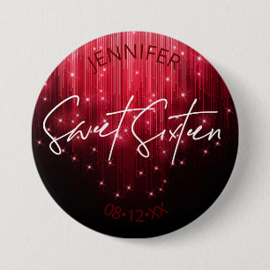 Cascading Lights Sweet 16 Red ID790 7.5 Cm Round Badge